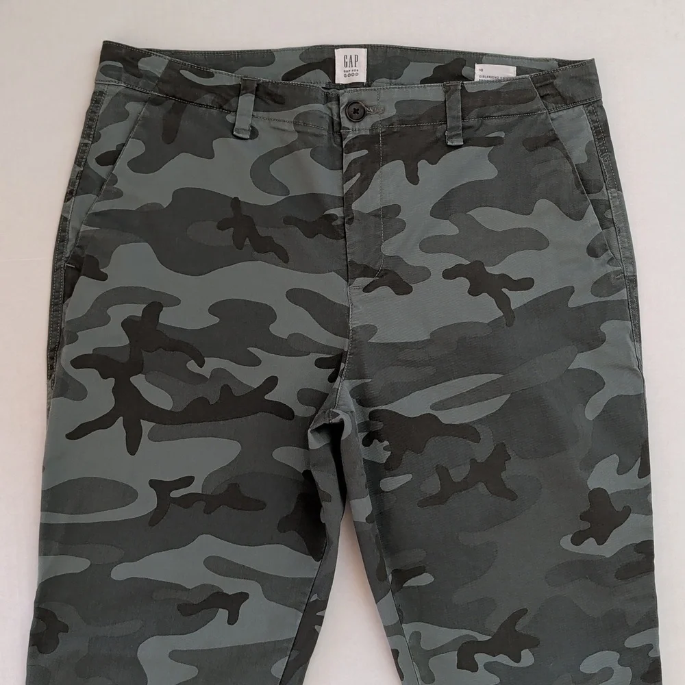 Gap "Gap for Good" Girlfriend Khaki Camouflage Pants 10 Green Pockets - Picture 8 of 15